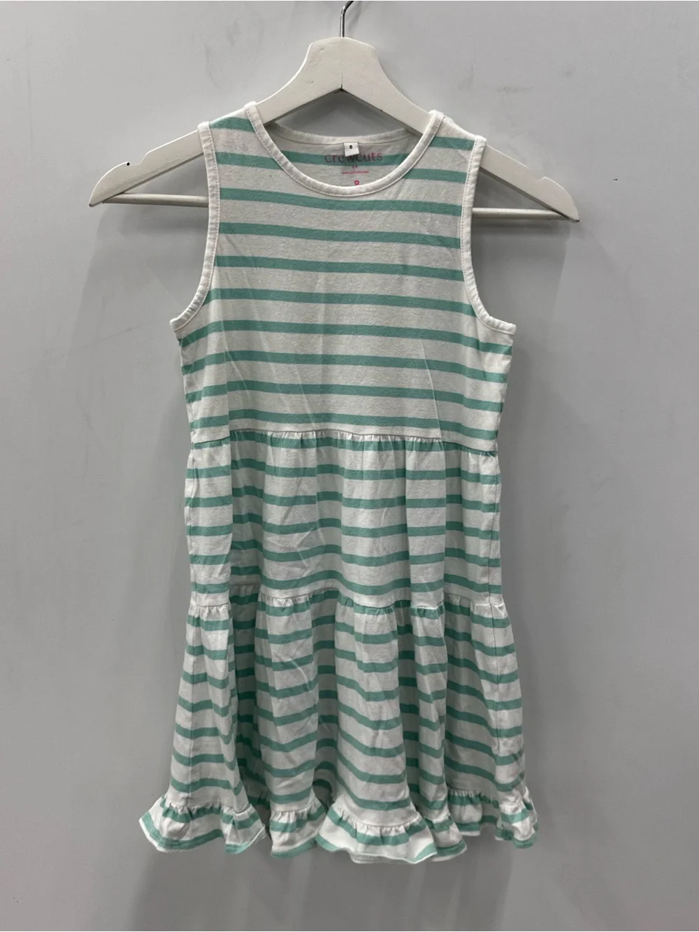 Crewcuts Girls' striped tank dress mint green and white Size 8